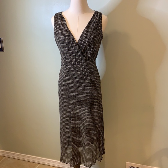 Nine West Barack & Tan 90s Silk Tank midi Length Dress - Picture 2 of 6